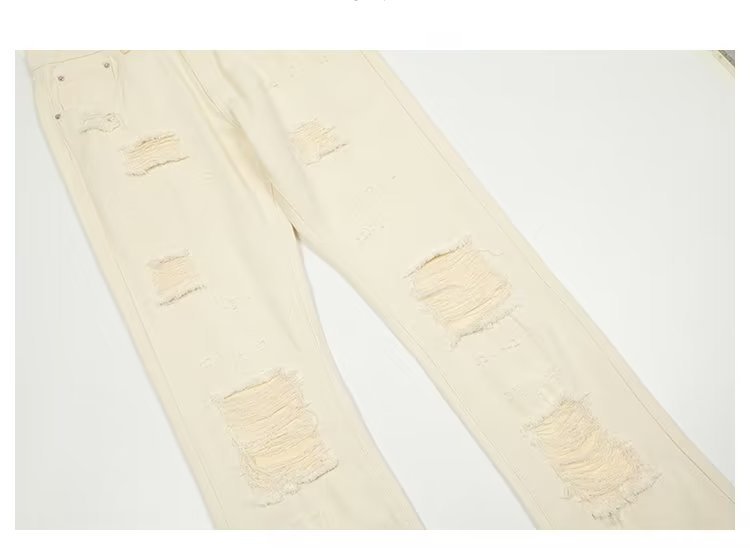 Men's And Women's Fashionable Frayed Hem Ripped Jeans
