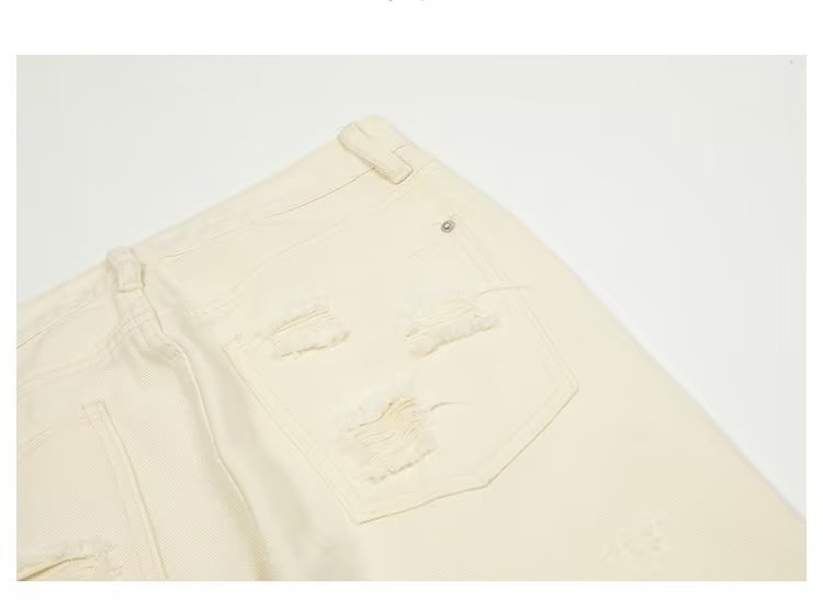 Men's And Women's Fashionable Frayed Hem Ripped Jeans