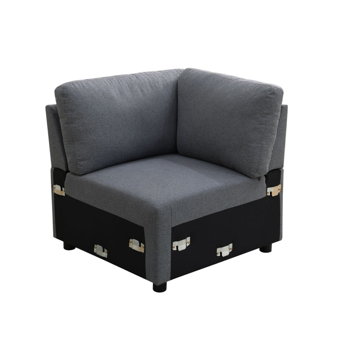 Pickup Only -Dark Grey Sackcloth 4-Piece Living Room Sofa Bed