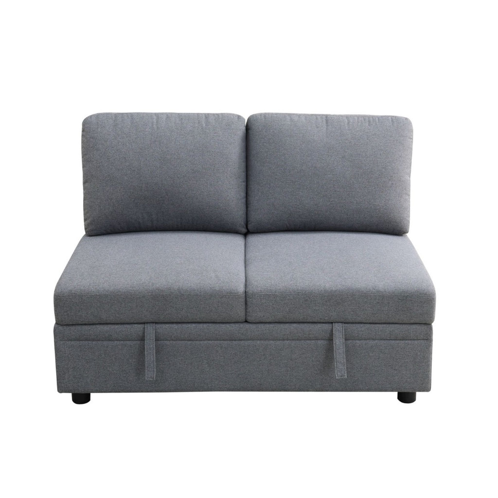 Pickup Only -Dark Grey Sackcloth 4-Piece Living Room Sofa Bed