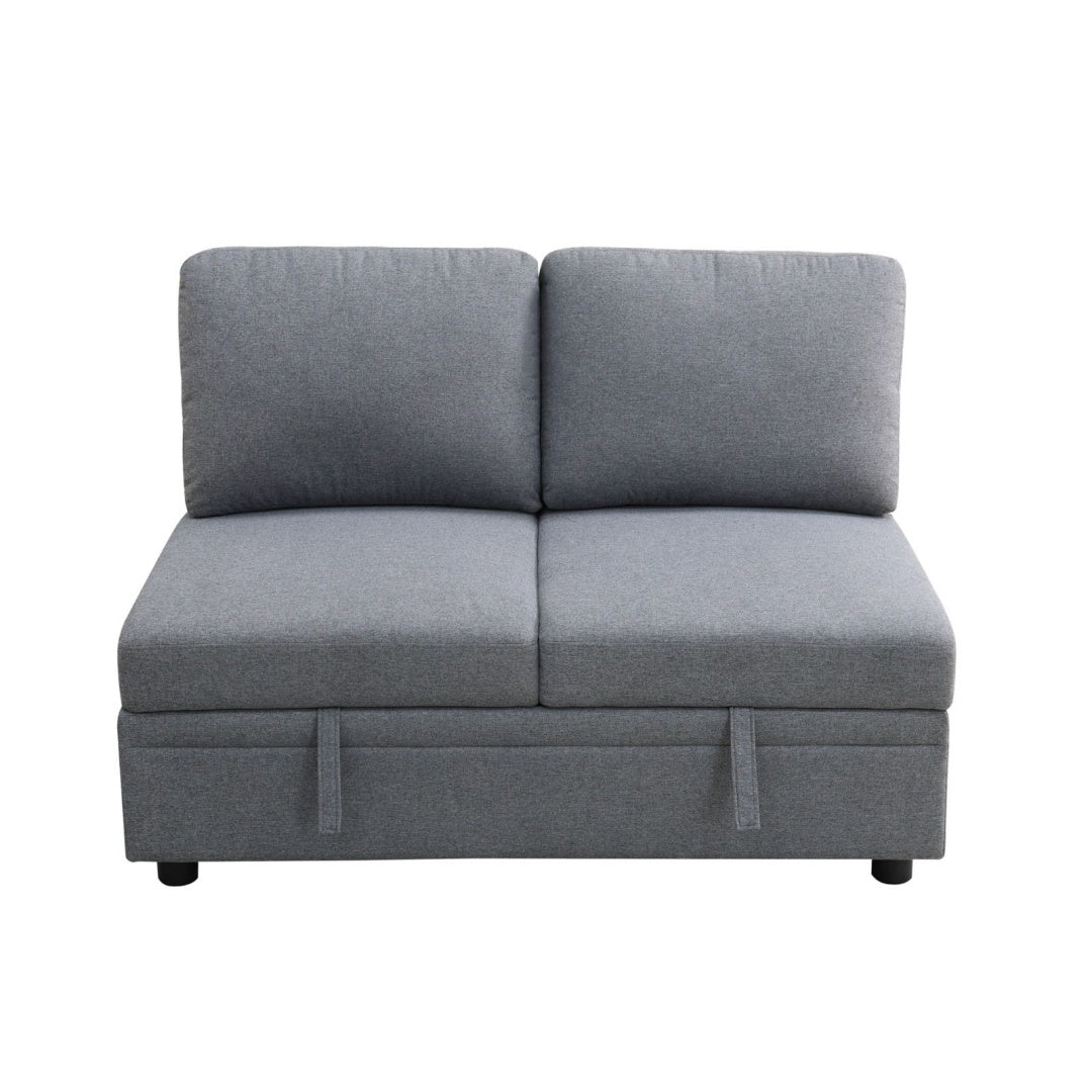 Pickup Only -Dark Grey Sackcloth 4-Piece Living Room Sofa Bed