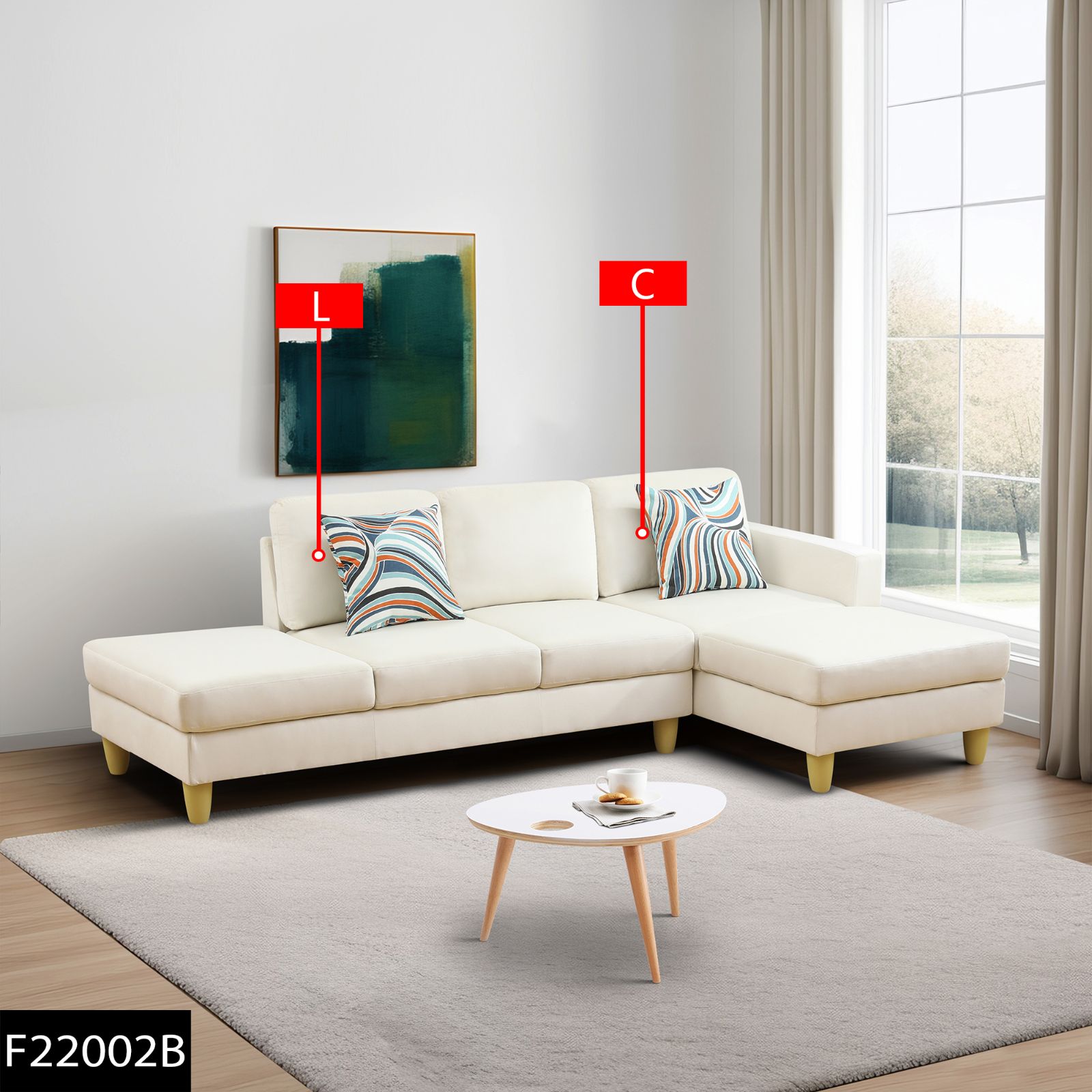 Self-pickup Only--Beige Lint 2-Piece Couch Living Room Sofa Set