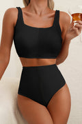 Colorblock Corded Square Neck Bikini Swimsuit