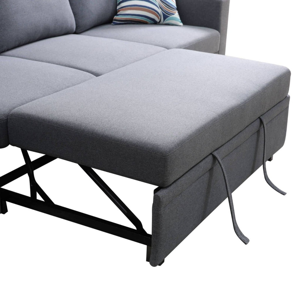 Pickup Only -Dark Grey Sackcloth 4-Piece Living Room Sofa Bed
