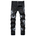 Men's Fashion Casual Cool Hand-painted Gun Spray Five-pointed Star Straight Jeans