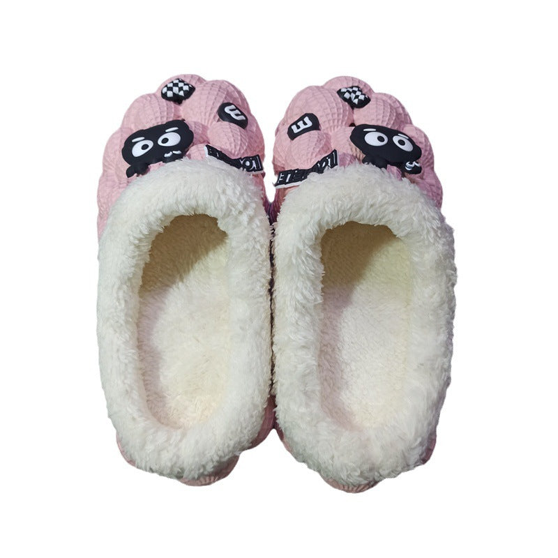 Women's Fashion Casual Lychee Bubble Platform Non-slip Warm Cotton Slippers